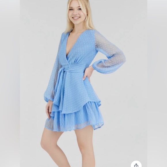 Jessica Simpson Light Blue Dress, Wrap Style, Romantic, Feminine, spring, Sz Sm - Picture 2 of 8